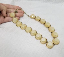 New! Signed Charming Charlie Champagne Acrylic Crystal Gold Tone Choker Necklace