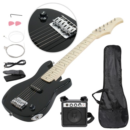 Kids Beginner Guitar With Amp Case Electric Guitar Accessories Pack Black 30" - Picture 2 of 12