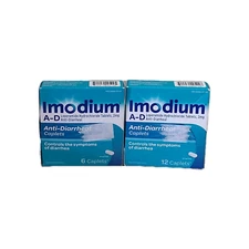 2x Imodium A-D Anti-Diarrheal Relief 6 Caplets Each Controls Symptoms Exp 2026