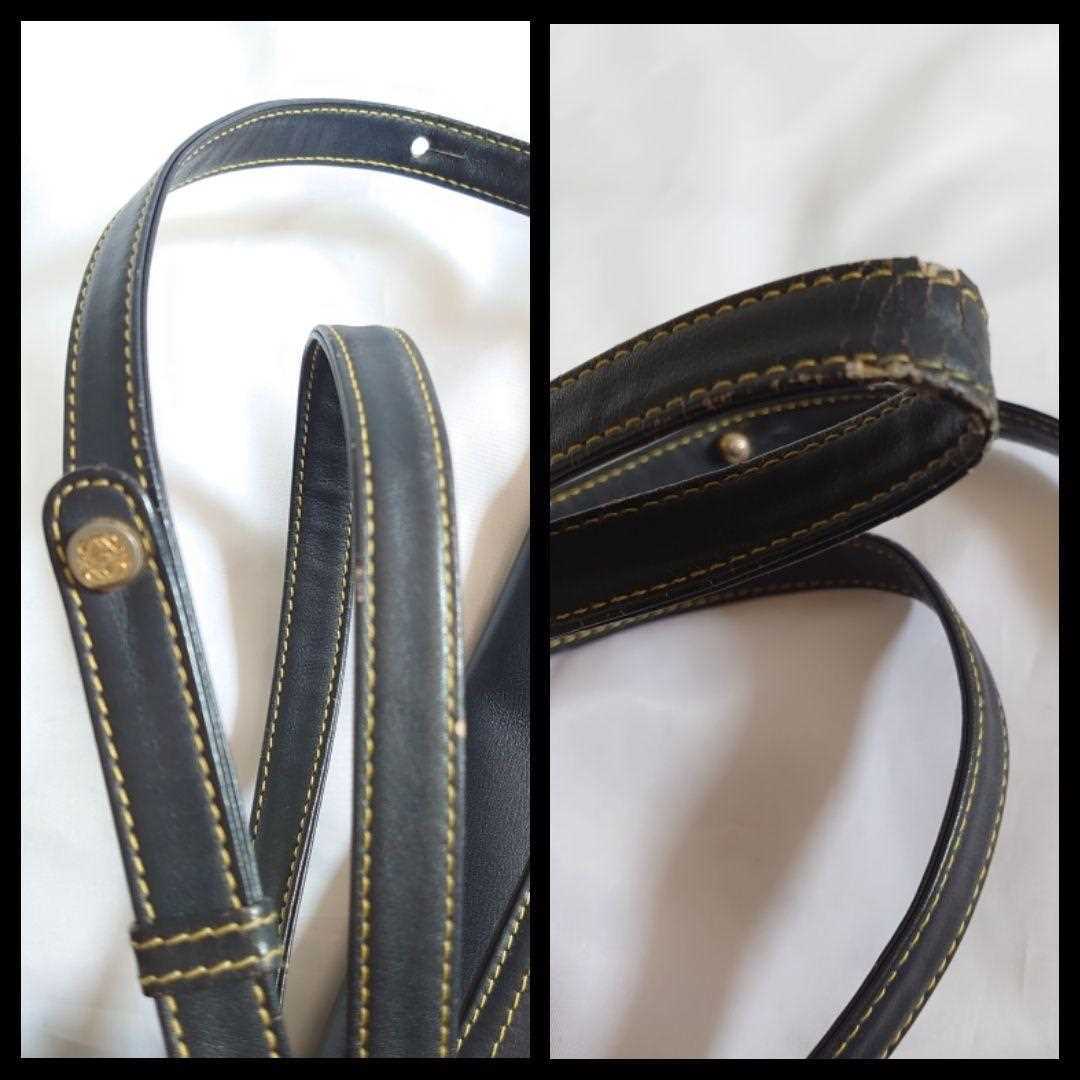 LOEWE Shoulder Bag Logo Leather Navy Blue Women's USED FROM LOEWE Shoulder Bag Logo Leather Navy Blue Women's USED FROM