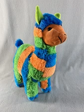 Peek-A-Boo Toys Llama Fluffy Soft Plush Orange Green Blue 15" Stuffed Animal