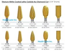 Meta BesQual Dental Lab Titanium Coated Lathe Carbide Bur Diamond Cut 1/4" Shank