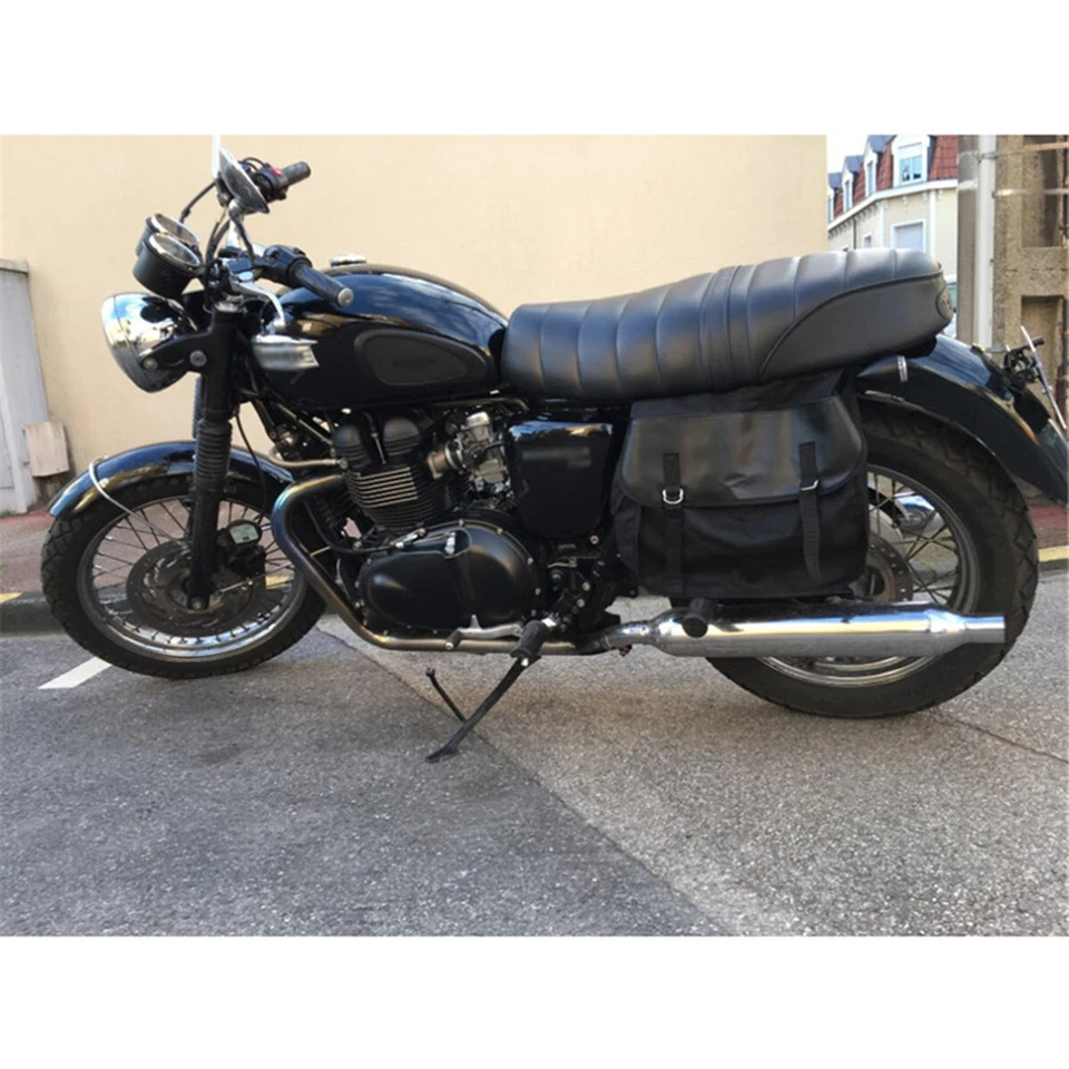 Bolsas de sillín de dos bolsillos bolsa de almacenamiento de lona trasera para almacenamiento de motocicletas bicicletas Foto 3 de 4