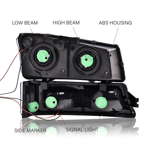 Fit For 2003-2006 Chevy Silverado Smoked/Amber LED DRL Headlight + Tail Light - Picture 4 of 11