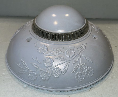 Vtg Art Deco Frosted Blue Glass Light Shade 3 Hole Chain Ceiling Globe