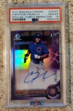 /250 CHRISTIAN FRANKLIN PSA 10 2022 BOWMAN CHROME PROS PURPLE REFRACTOR AUTO 