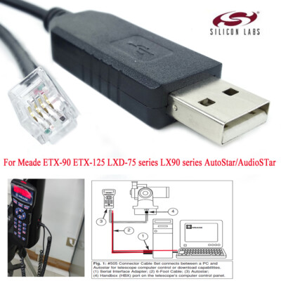1PCS Telescope to PC Cable(1.8m) for Meade 505 ETX127 ETX125 ETX-90 LXD75 LX80