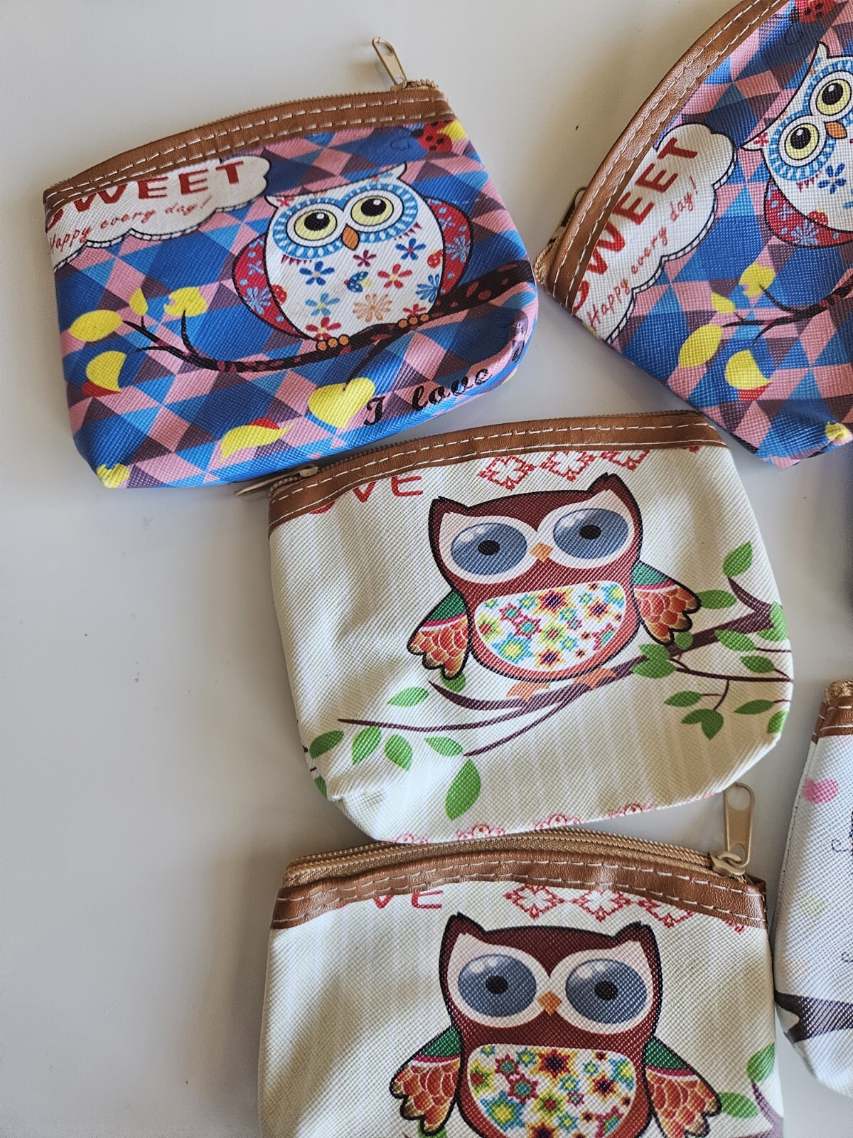 Lot of 6 Womens Girl Coins Purse Changes Bag Souvenir Gifts Owls Couple