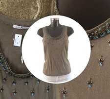 NEU ♥ 40 L ♥ ROSA VON SCHMAUS ♥ KASCHMIR STRICKTOP SALBEI PERLEN PULLOVER 149,-