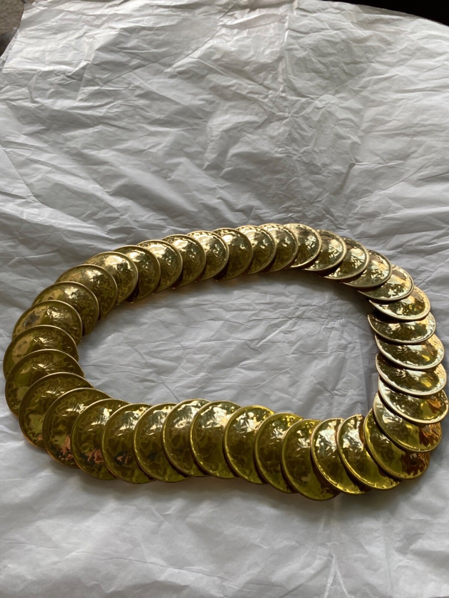 Vtg Gold Metal Stretch Belt Western Boho Gypsy Hippy Cowgirl  display picture 1