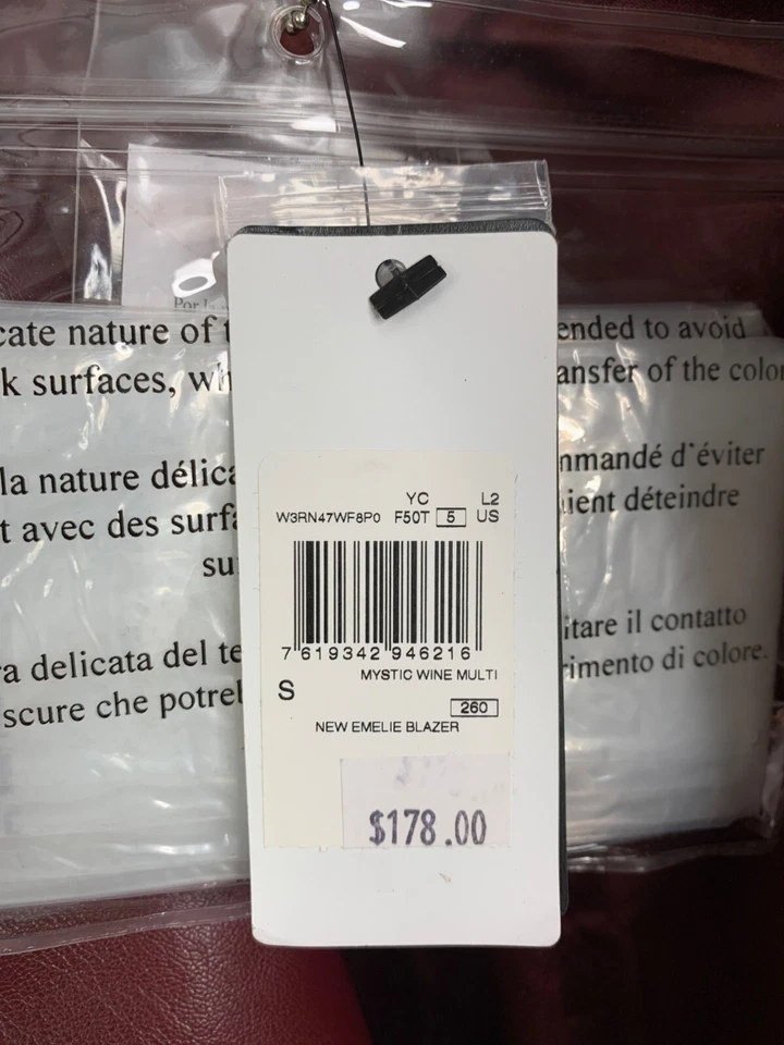 Size S Guess Womens Wine Red Faux Leather Blazer Jacket New Emelie $178 - Image 3 of 4