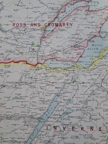1922 mapa grande de Cromarty, Inverness, Nairn y Moray. 101 años de antigüedad. Escocia. - Imagen 5 de 6