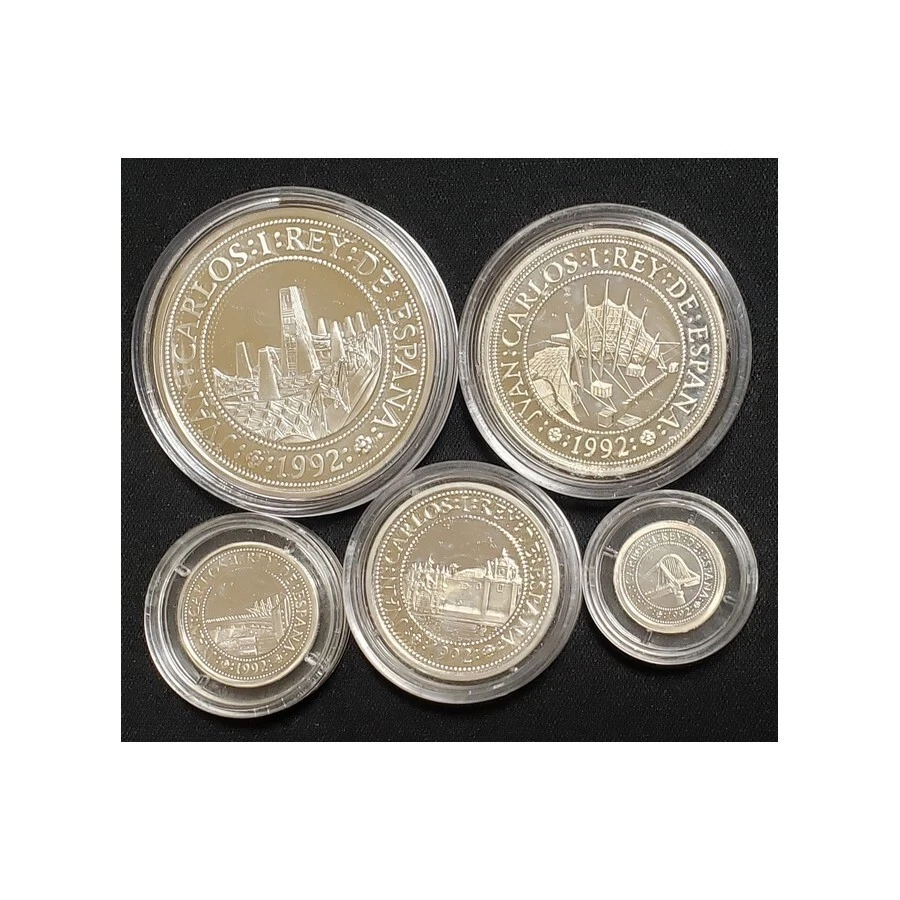 1992 Spain 500th Anniversary Discovery Of The Americas 5 Coin Silver Pesetas Set - Image 2 of 4