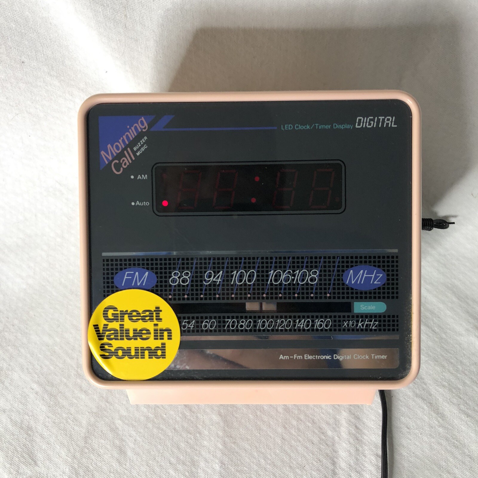 Vintage PINK JCPenney Cube Digital Alarm Clock, AM/FM Radio 680-3062 Tested
