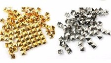 Quadrato Borchie a Piramide Con 4 Griffe, 9MM X 9MM, Oro o Argento, Scegliere
