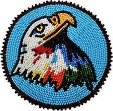 Handmade beaded 3 inch Cyan Blue Eagle rosette/applique