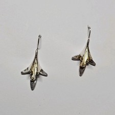 Sterling Silver & Gold Vermeil Stamped Fuchsia Flower Drop Earrings Jewellery