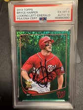 2013 Topps - Bryce Harper #1 Emerald Foil Rookie Cup Autograph Card. rookie card picture