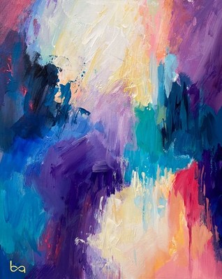 Original Abstract Painting 8x10'' Modern Acrylic Bold Color Palette Wall Decor