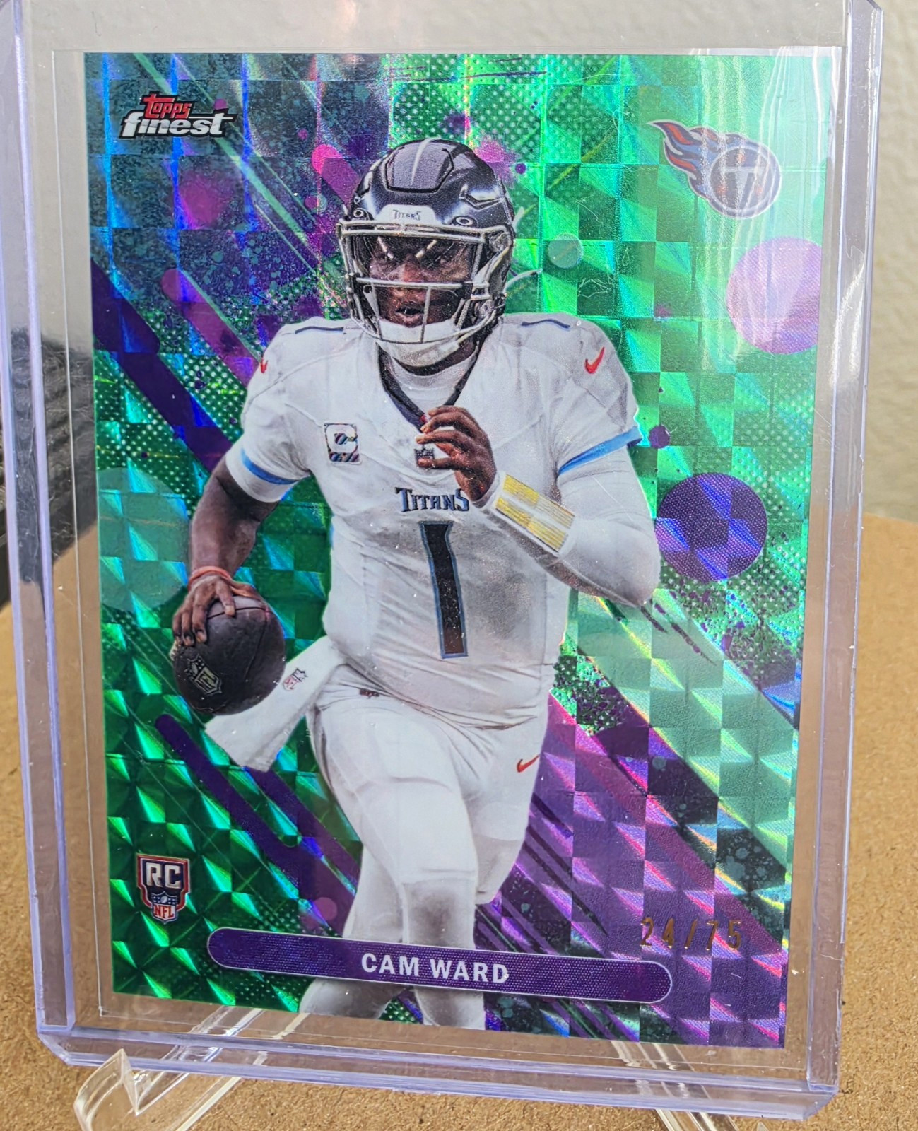 2025 Topps Finest Football Cam Ward Titans RC Geometric Parallel #1 24/75