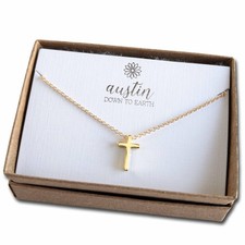 Gold Cross Necklaces for Women, 14k Gold Filled Chain, Dainty Tiny Small Pend...