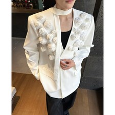 Giacca tuta uomo design floreale doppiopetto 2 bottoni sera festa cappotto primavera