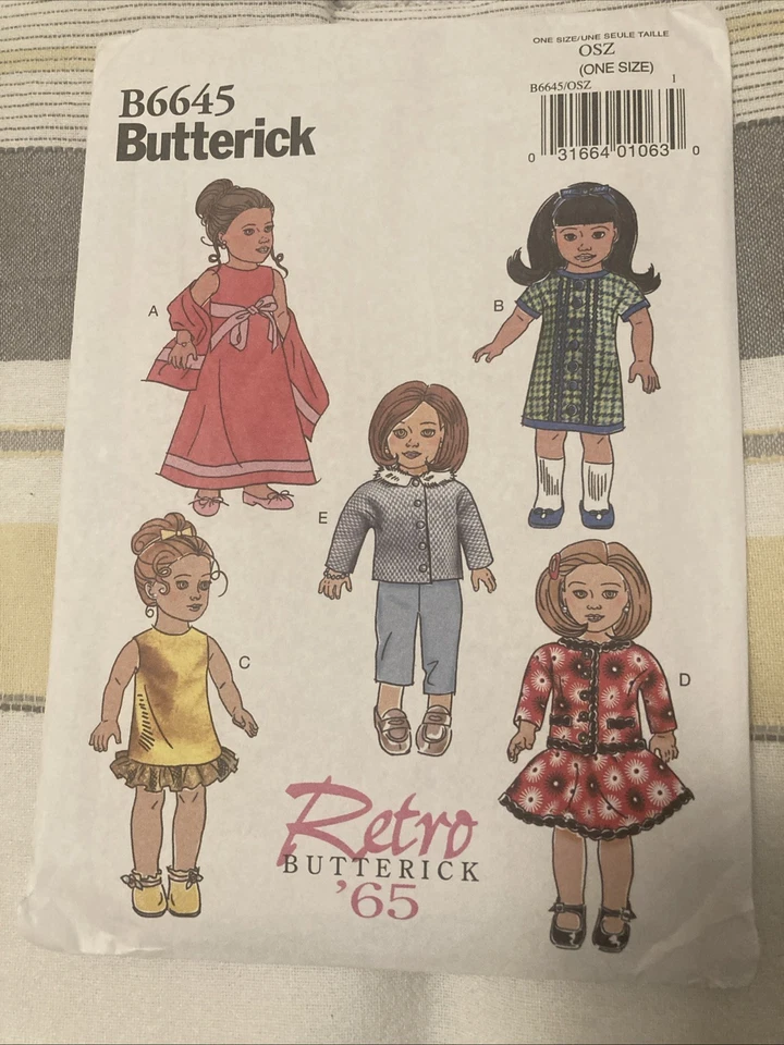 Lot Of 2 NEW Retro Butterick 18” Girl Doll Dress/Pant/Jacket Patterns - Image 2 of 4