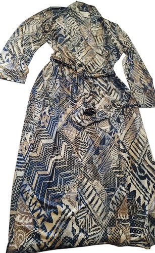 Accappatoio da tè vintage diamante geometrico lungo strech maniche lunghe svasate donna piccolo - Foto 5 di 7