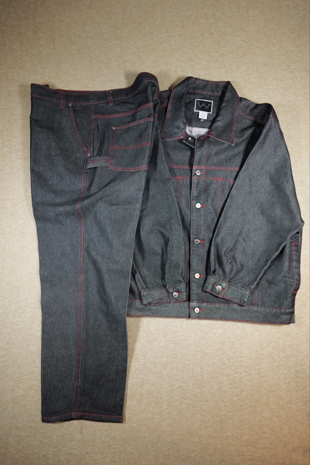 Webs Jeans Men's Denim Jacket Size 3XL 65% Cotton 35% Polyester Pants 44x32 Y2K