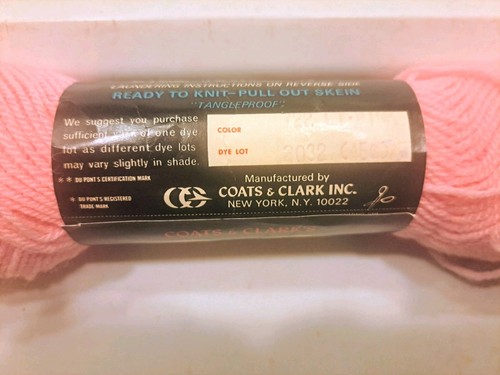 Vtg Coats & Clark's REDHEART Baby Wintuk 1 Oz 3 Ply Lt Pink 722 Dyelot 2032 - Picture 3 of 4
