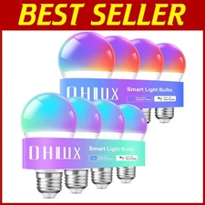 Dimmable Smart Light Bulbs 8Pack, 100W Equivalent, A19 E26