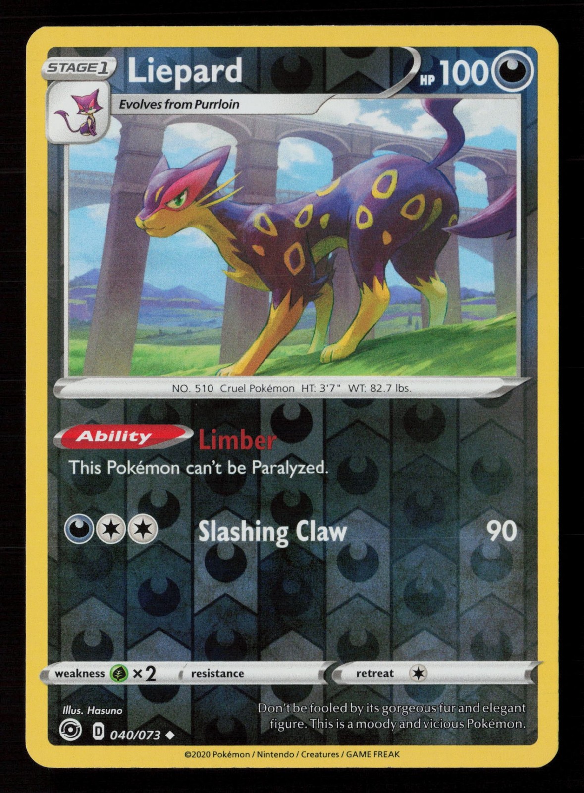 Liepard CHP - 40/73 Pokemon Champion's Path Reverse Holofoil NM