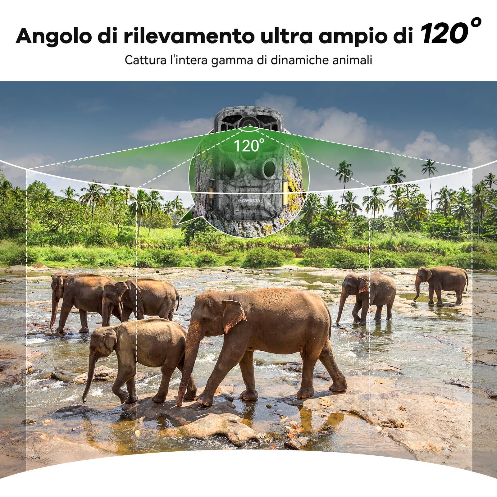 Fototrappola 2.7K HD - 58MP, Visione Notturna, Impermeabile IP66 Per Wildlife E Sicurezza - Foto 8