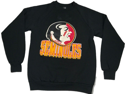 Vintage 90s Florida State Sweatshirt Men L Seminoles Black Crewneck Screen Stars