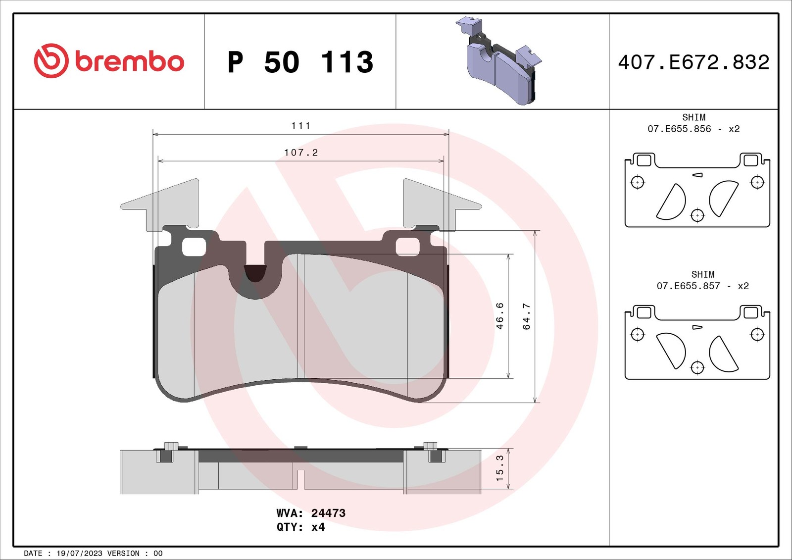 Fits BREMBO P 50 113 HAM PADS. TYLNE REAR Brembo MERCEDES-BENZ  ⭐UK Stock⭐