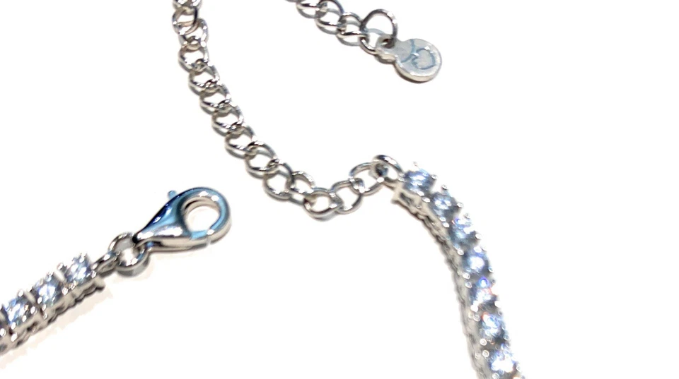 Collana Choker Donna Argento 925 Zirconi Bianchi Elegante Regolabile - Immagine 3 di 3