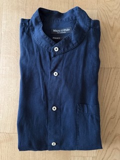 MARC O`POLO HERREN REINES LEINEN STEHKRAGEN HEMD XXL BLAU SOMMER LANGARM