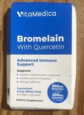 VitaMedica Bromelain w/ Quercetin Bottle - 20 Vegan Capsules - 5 Day - Exp 02/26