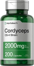 Cordyceps Sinensis Capsules 2000mg | 200 Ct | Mushroom Supplement | by Horbaach