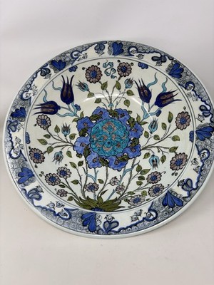 Iznik Design 2010 Signed Ottoman Style Turkish Ceramic Wall Hanging Bowl Inv#23