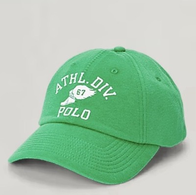 Polo Ralph Lauren 67 ATHL. DIV P-Wing Hat Cap Green Fleece Snapback One Size NWT