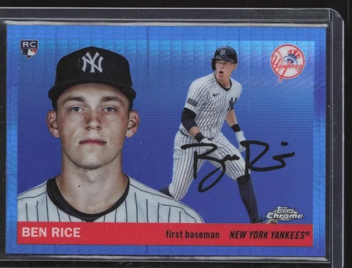 2025 Topps Chrome Platinum #311 Ben Rice Blue Prism Refractors New York Yankees