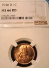 1946 D Lincoln Cent NGC MS 66 RD
