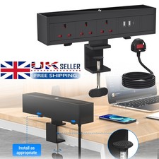 Desktop Power Socket with Wireless Charging 3 Way Desk Power Strip Type-c 2USB