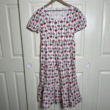 J. Crew Sz 4 Floral White Tiered Poplin Puff-Sleeve Side Zip Midi Dress Pockets