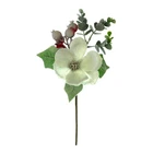 Snowy Artificial Magnolia Flower, Berry and Eucalyptus Christmas Spray 38cm/15in