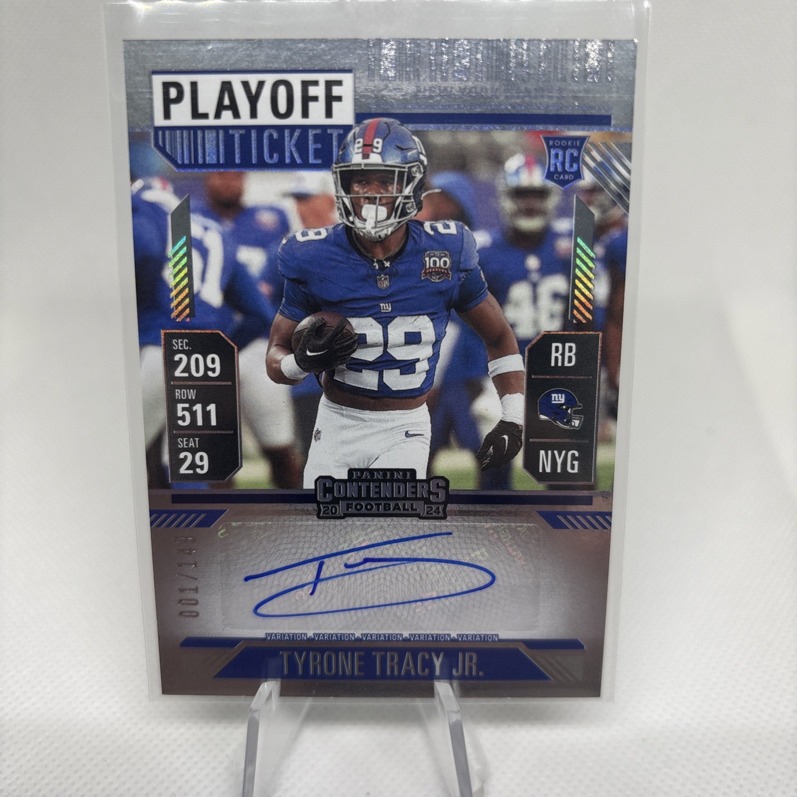 Tyrone Tracy Jr. Panini Contenders #179 Variation-Autograph-Playoff Ticket