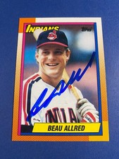 BEAU ALLRED 1990 TOPPS #419 AUTO SIGNED CLEVELAND GUARDIANS LAMAR BEAUMONT TX RC