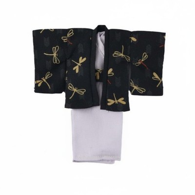 Japanischer Kimono Puppenoutfit schwarzer Besatz Japanische Puppe Kimono feine Nähte