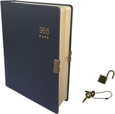 Vintage 365 Journal With Lock And Key, A5 Blank Page Diary For Women Men, Black